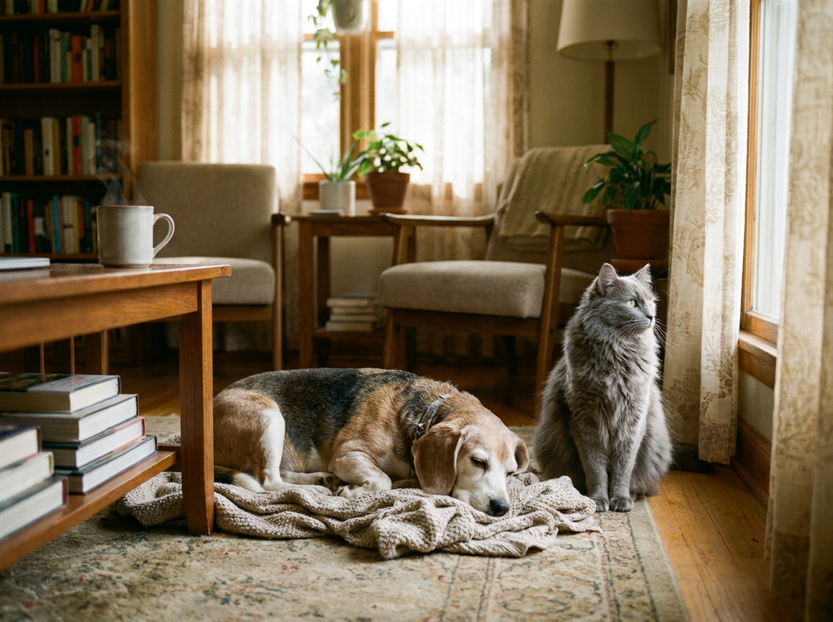 Senior Hund und Katze füttern: Seniorhund bekommt abgewogene Portion im Napf